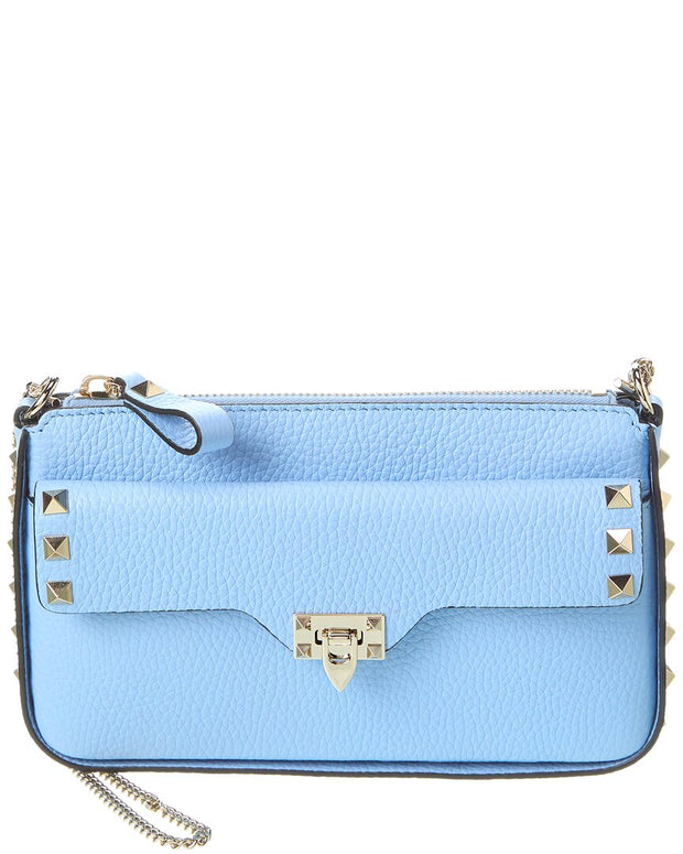 Valentino Rockstud Grainy Leather Wallet On Chain - Bluefly
