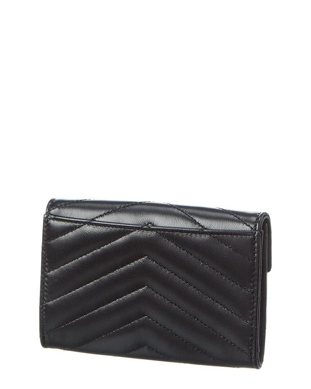 Saint Laurent Small Matelasse Leather Envelope Wallet