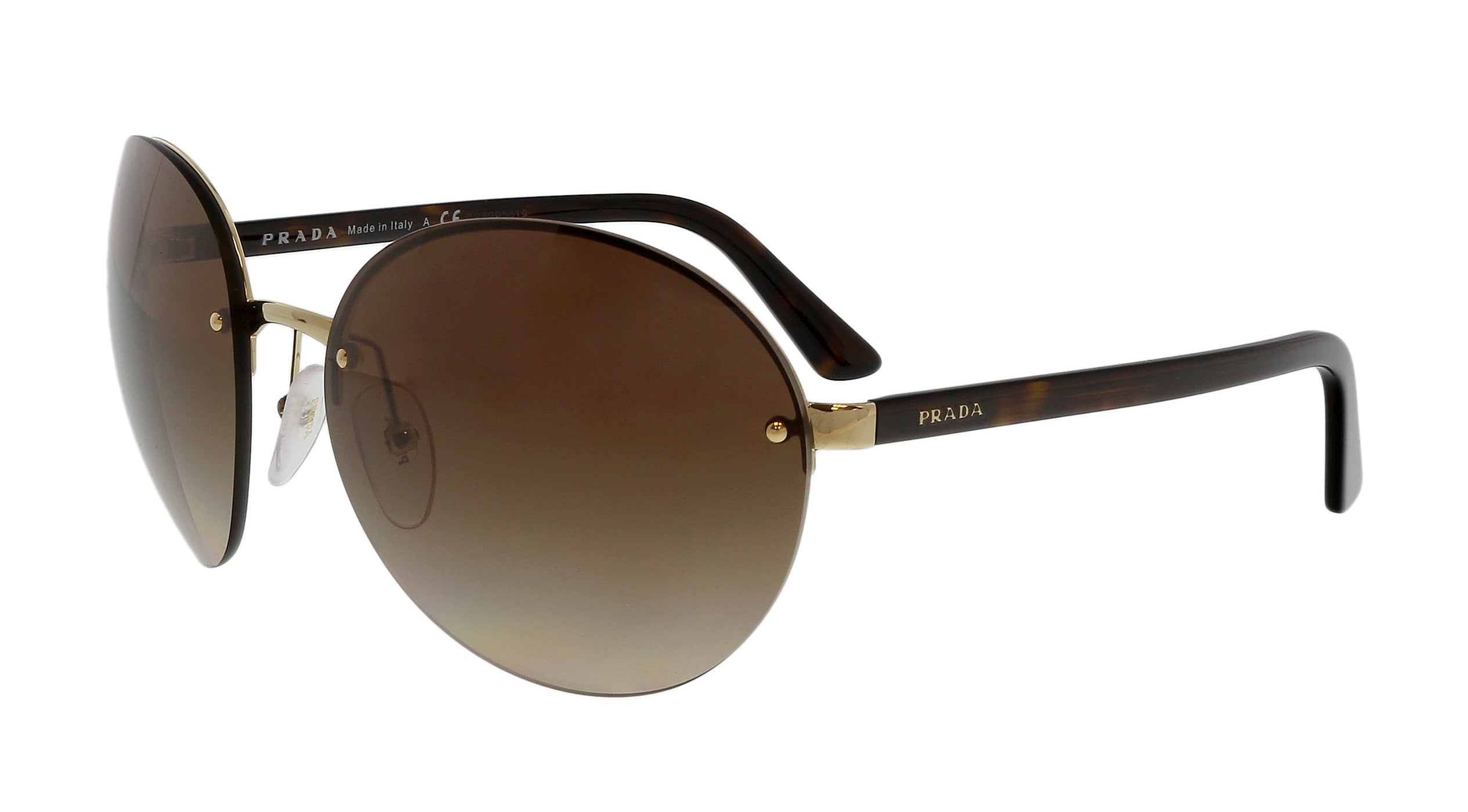 Prada 0PR 68VS ZVN6S1 Oval Gold Gold Sunglasses – Bluefly