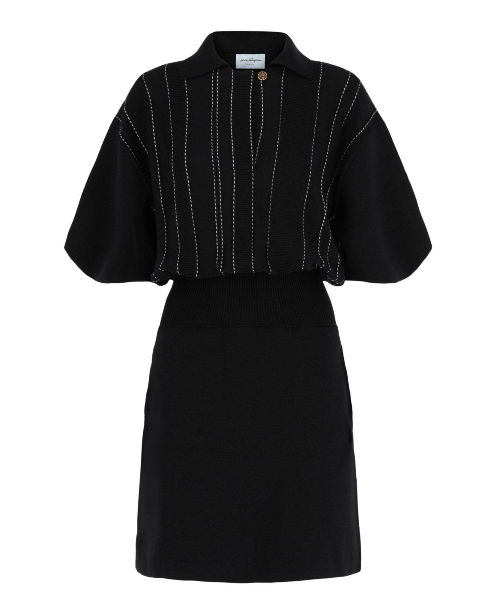 Ferragamo Contrast Stitch Knit Dress Womens 111679-759614 XL / Blue