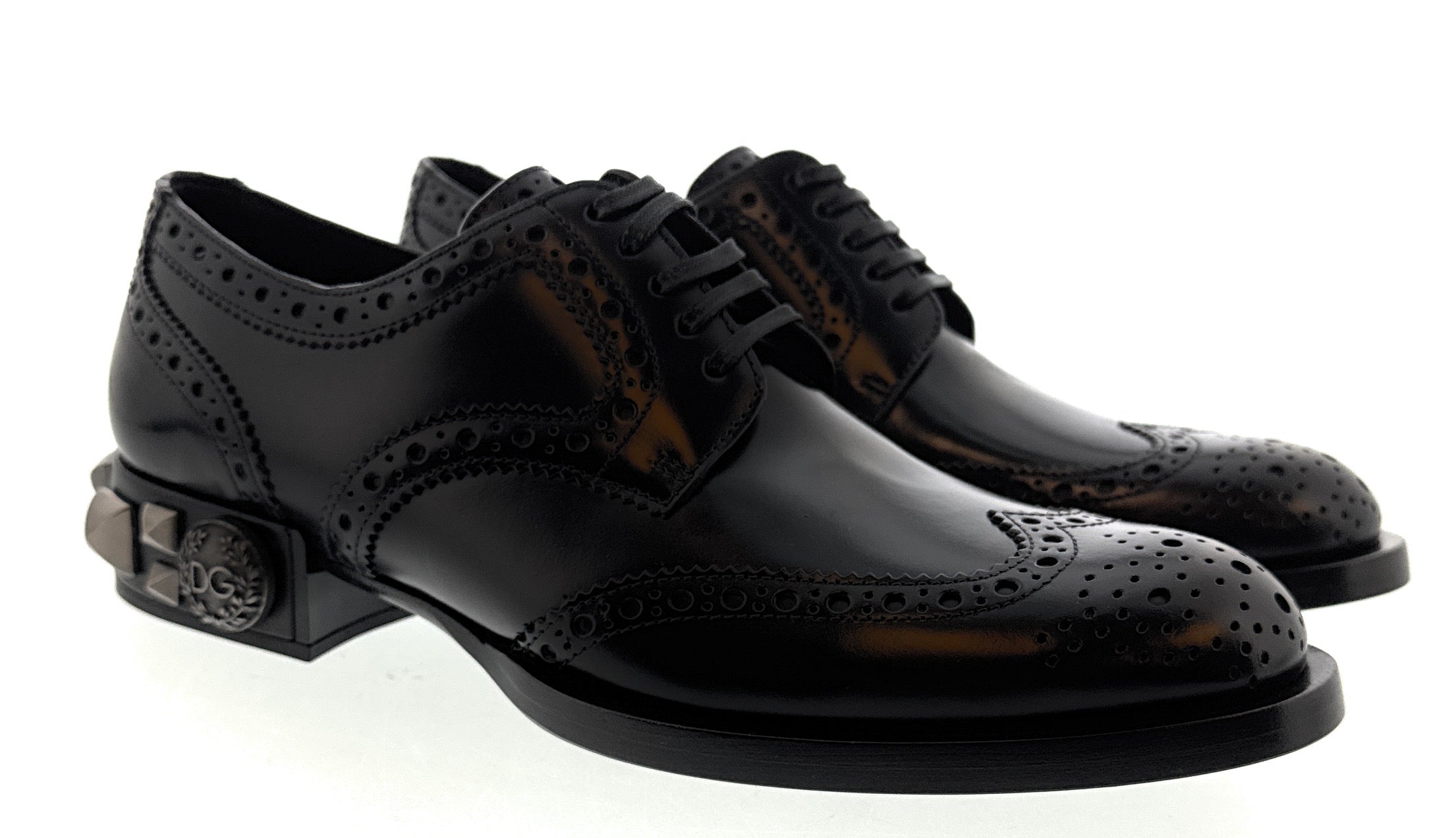 Dolce & Gabbana Black Leather Brogue Oxford Dress Shoes Dolce & Gabbana Black Calfskin Leather Oxford Dress Men main image 3