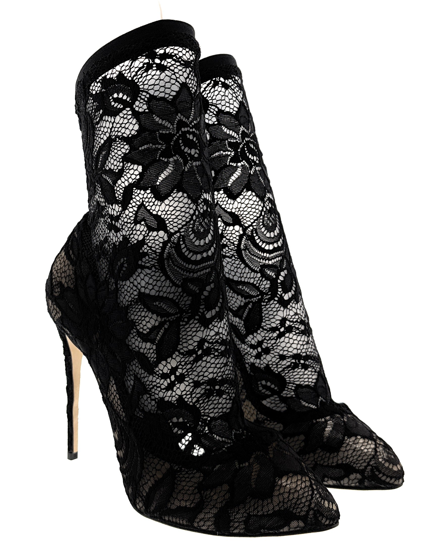 Dolce & Gabbana Black Lace Stiletto Ankle Boots -EU41 – Bluefly