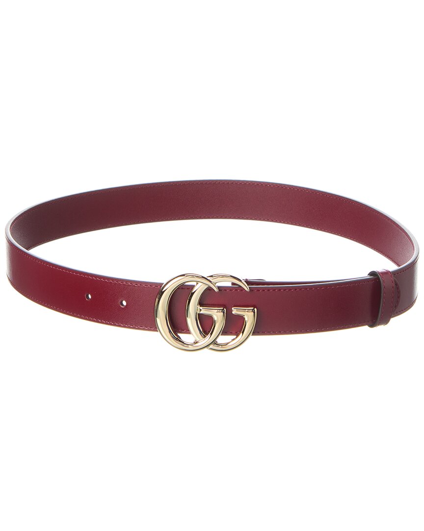 GUCCI GGMarmont レザー ベルト レッド Gucci Gg Marmont Thin Leather Belt – Bluefly