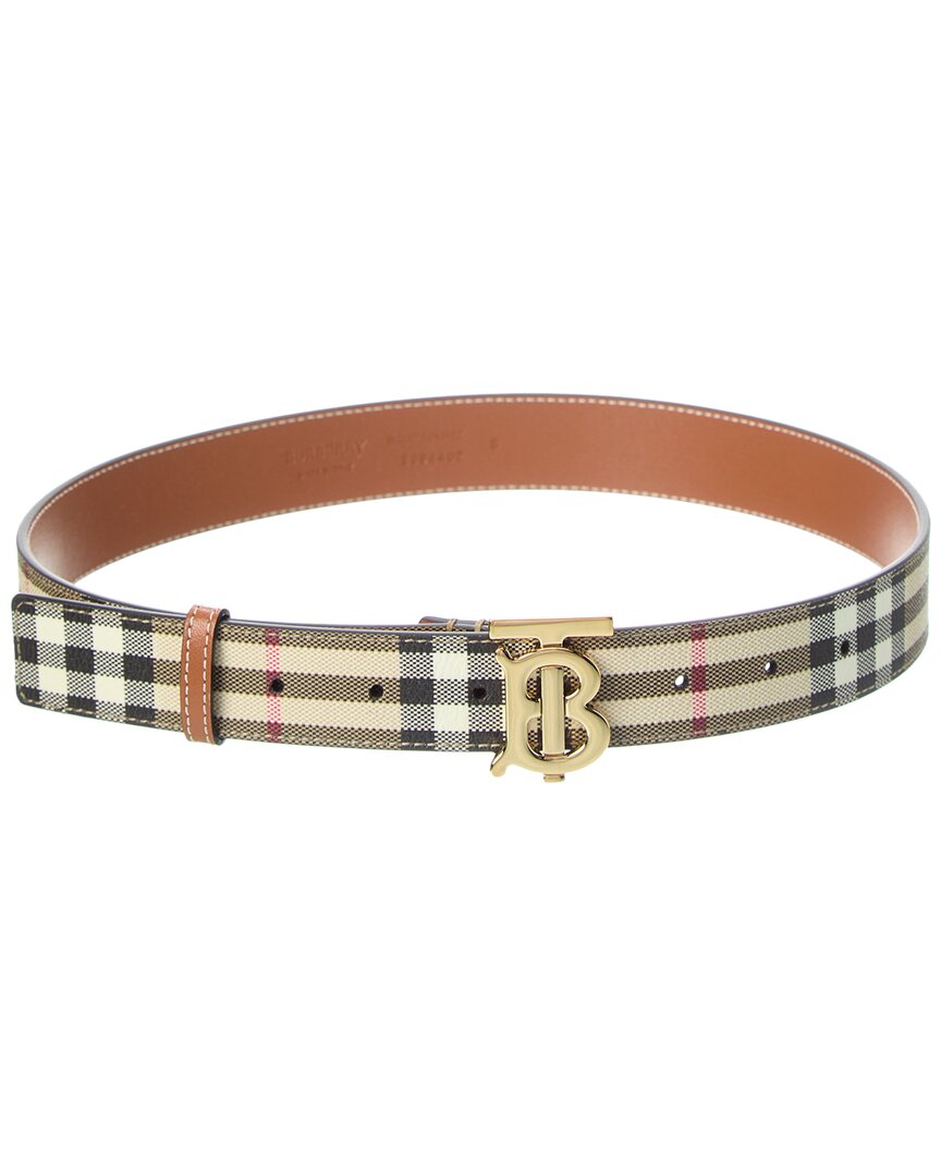 BURBERRY｜ (Canvas and Leather TB Belt (8044267)) Burberry Check Canvas & Leather Belt – Bluefly