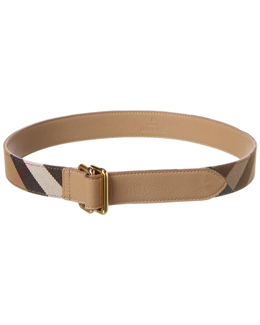 BURBERRY｜ (Canvas and Leather TB Belt (8044267)) Burberry Check Canvas & Leather Belt – Bluefly
