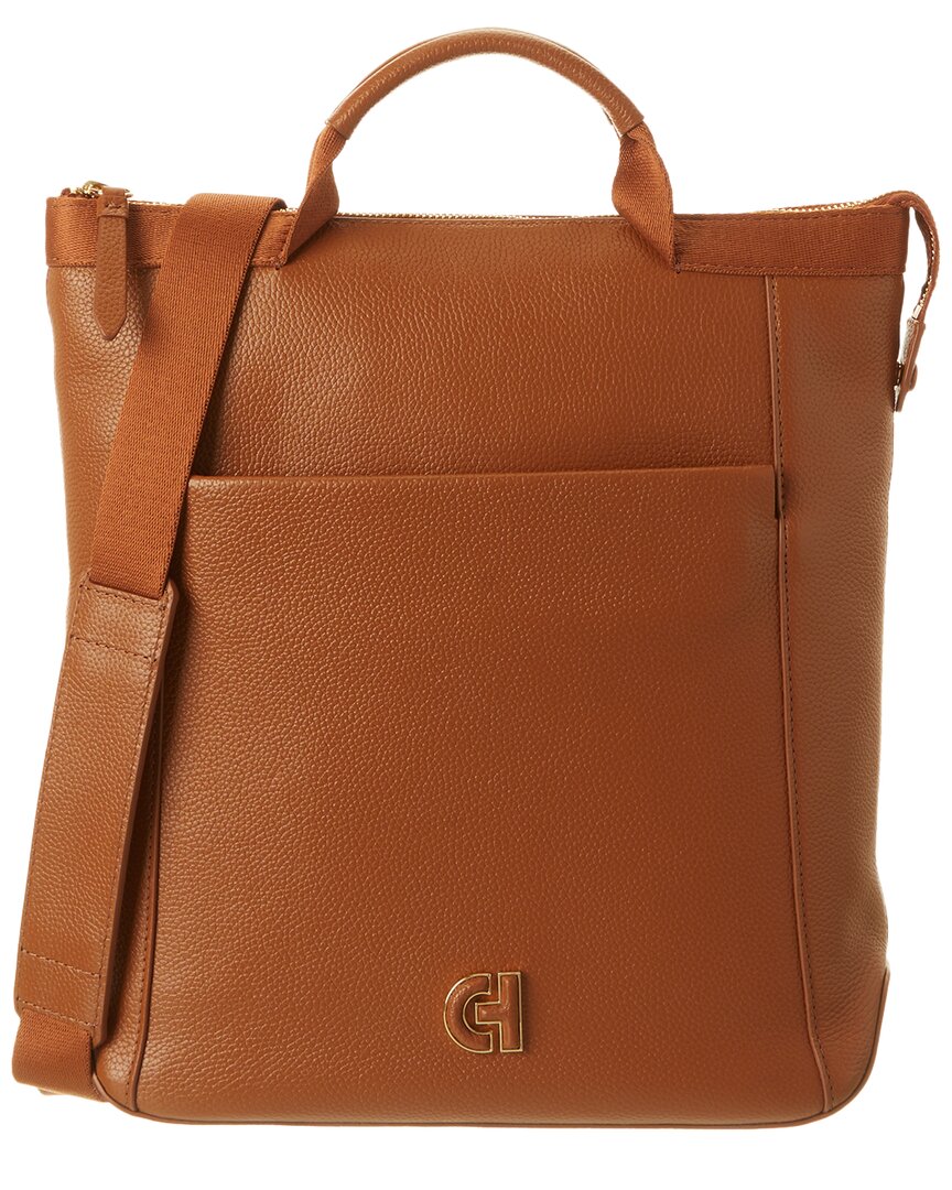 Cole Haan Grand Ambition Convertible Solid Leather Backpack, Brown