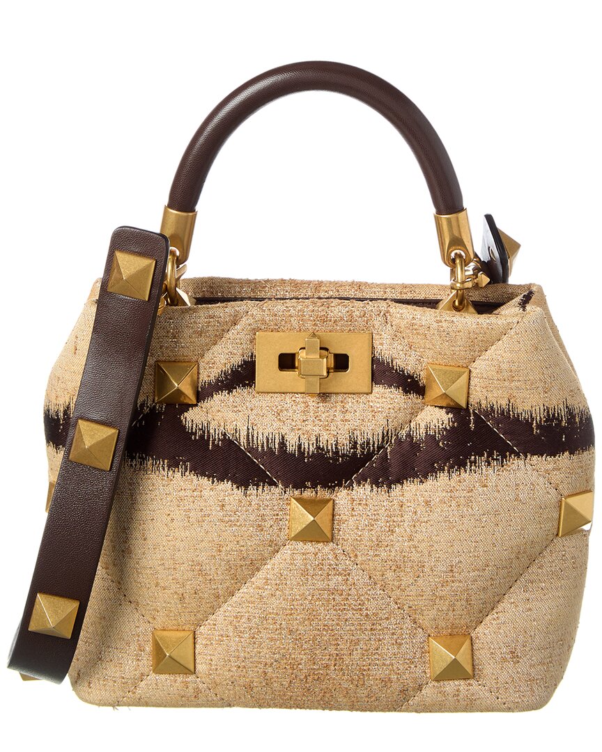 Valentino Roman Stud The Handle Small Canvas Shoulder Bag