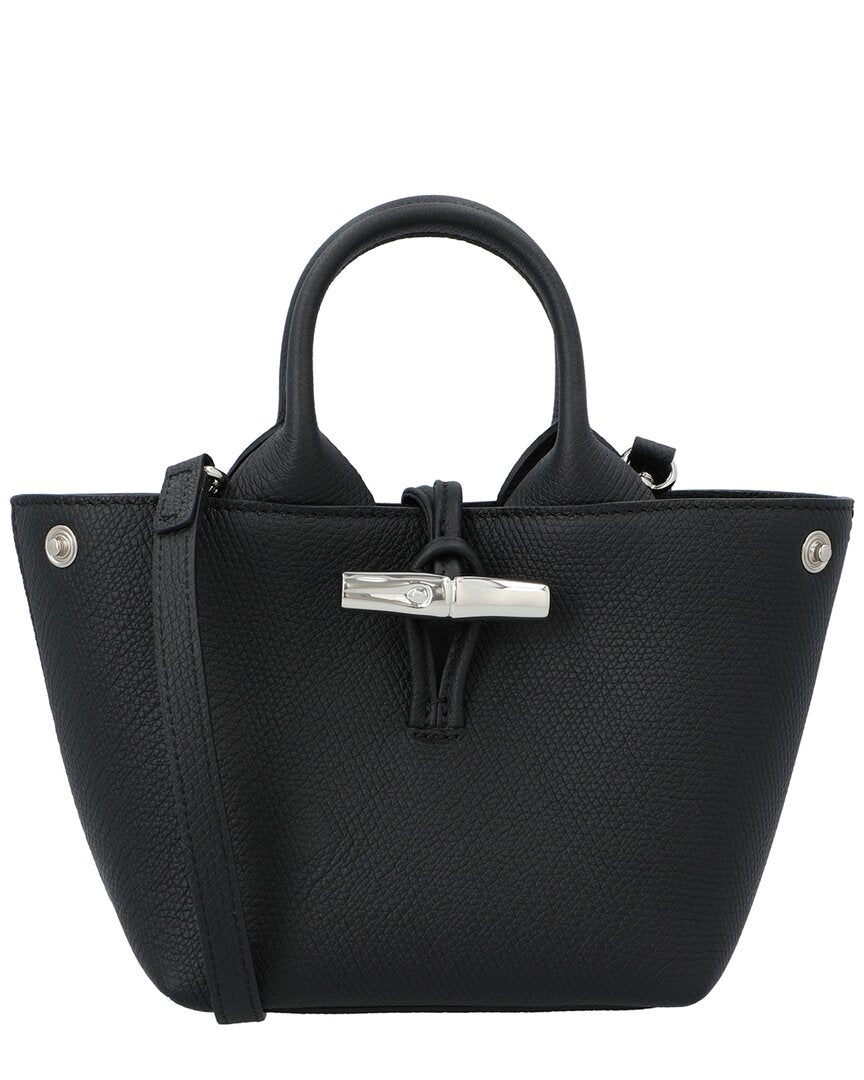 Longchamp Roseau Leather Top Handle Bag, Black – Bluefly
