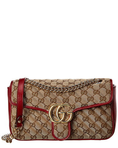 Gucci Gg Marmont Small Canvas & Leather Shoulder Bag