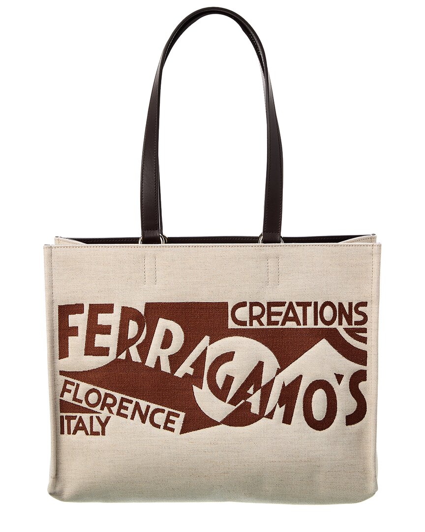 Ferragamo Logo Medium Canvas & Leather Tote – Bluefly
