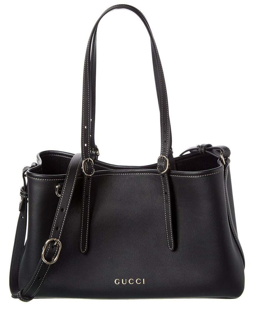 Gucci Gg Emblem Small Leather Tote – Bluefly