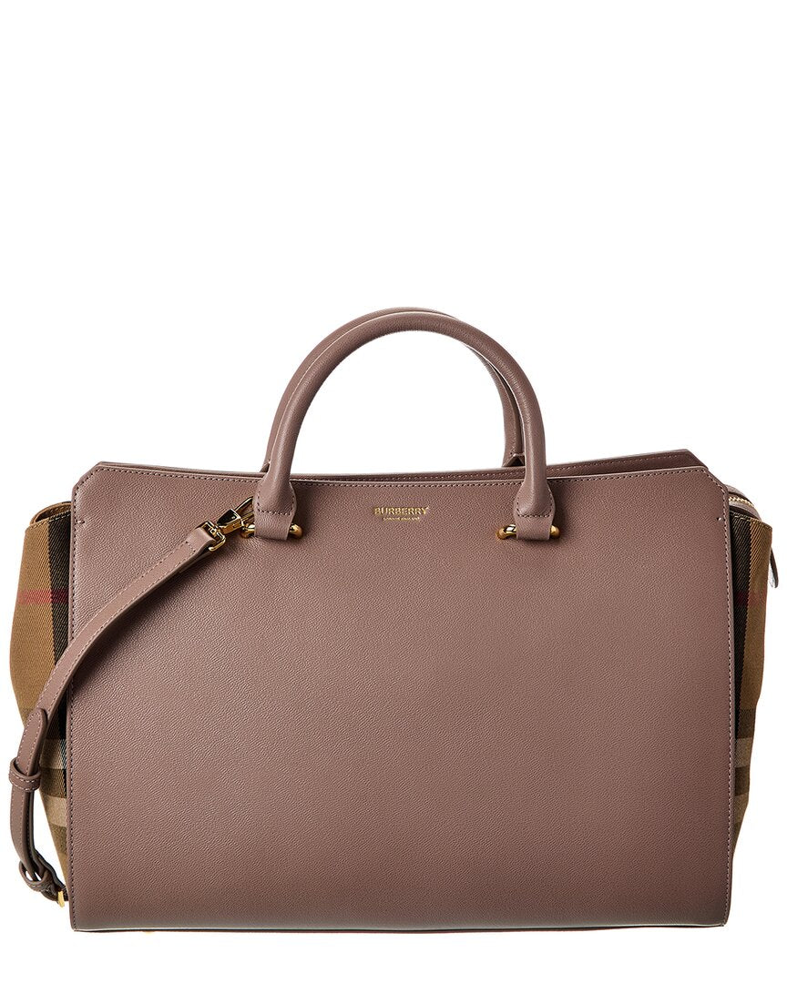 Burberry Banwell Medium Leather & Check Canvas Satchel – Bluefly