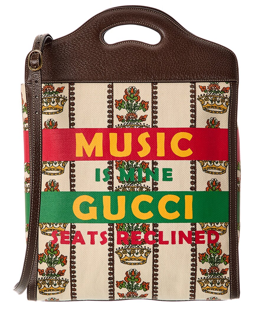 Gucci Centennial 100 Medium Canvas & Leather Tote