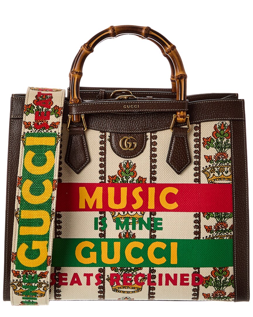Gucci Diana Music Is Mine Medium Canvas & Leather Tote – Bluefly