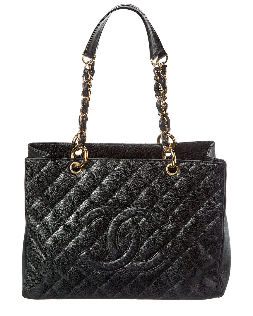 Chanel Black Caviar Leather Grand Shopping Tote (Authentic Pre