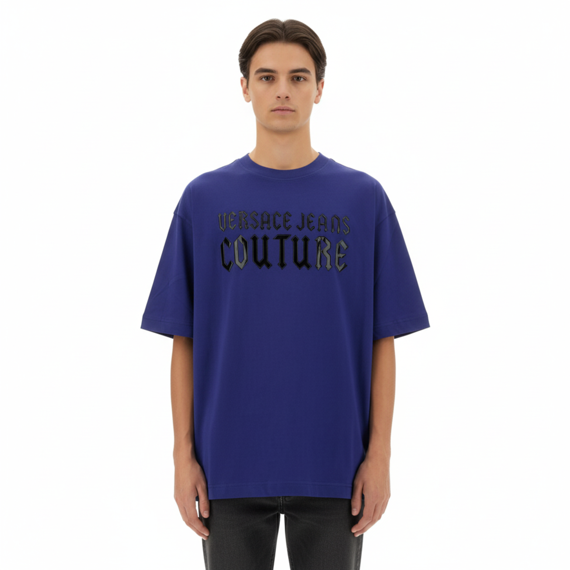 Versace Jeans Couture Steel Blue Mens Gothic Graphic Oversized T