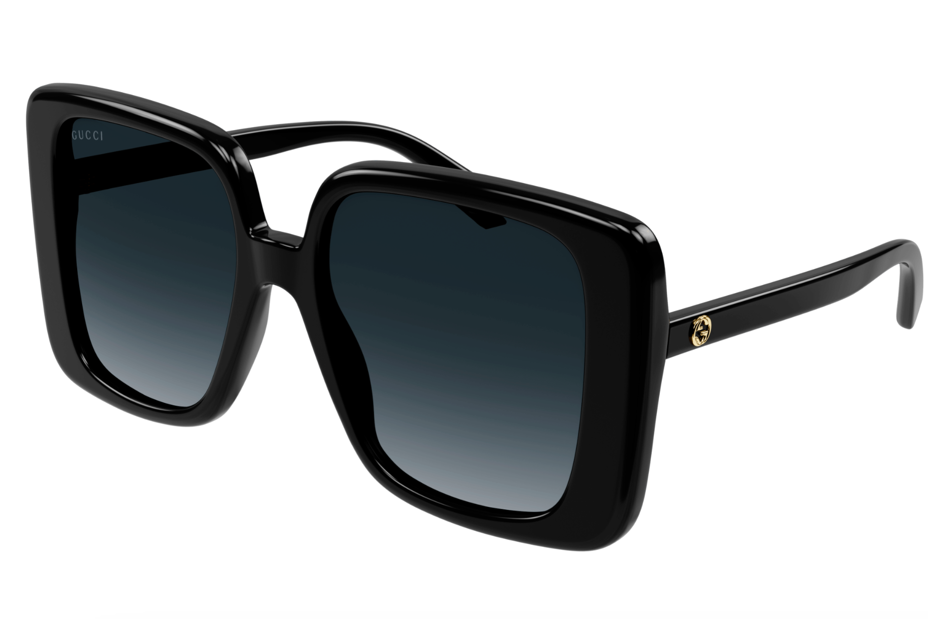 Gucci GG1314S-001 Bold Oversized Square Sunglasses with Gradient Blue Lenses and New GUCCI GG1314S 001 Black/Grey Gradient 55-19-140  main image 3