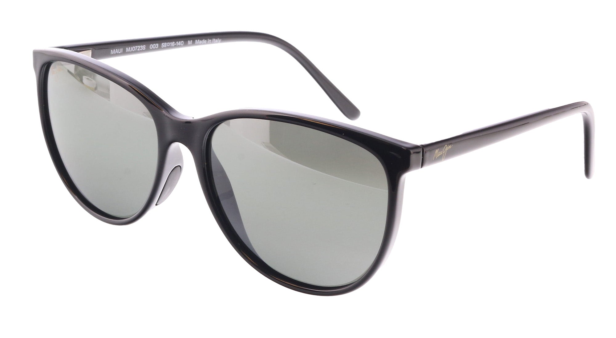 Maui Jim MJ0723S-003 Sleek Black Cat-Eye Sunglasses Polarized Grey