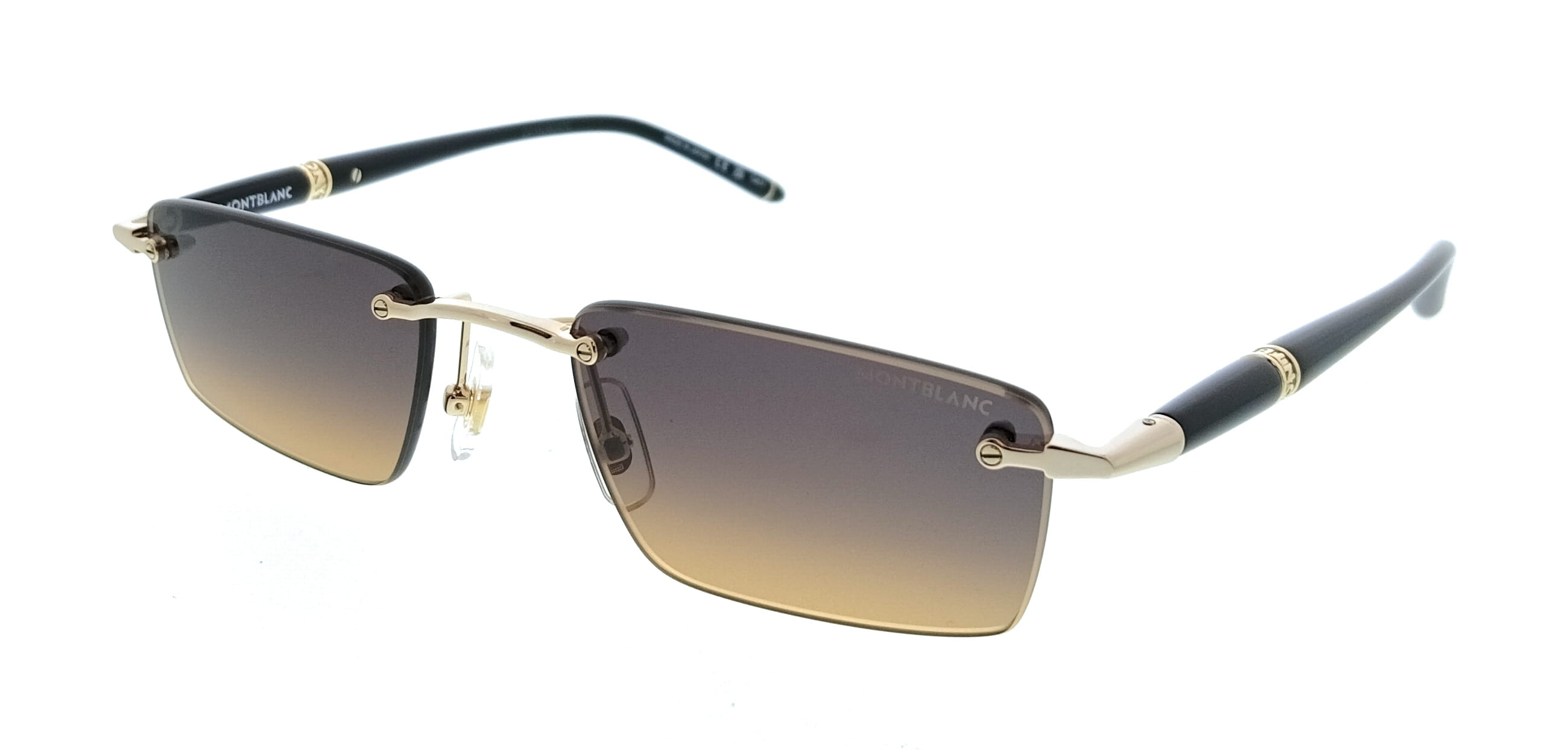Montblanc MB0484S-002 Gold Orange Rimless Mens Sunglasses  display picture 3