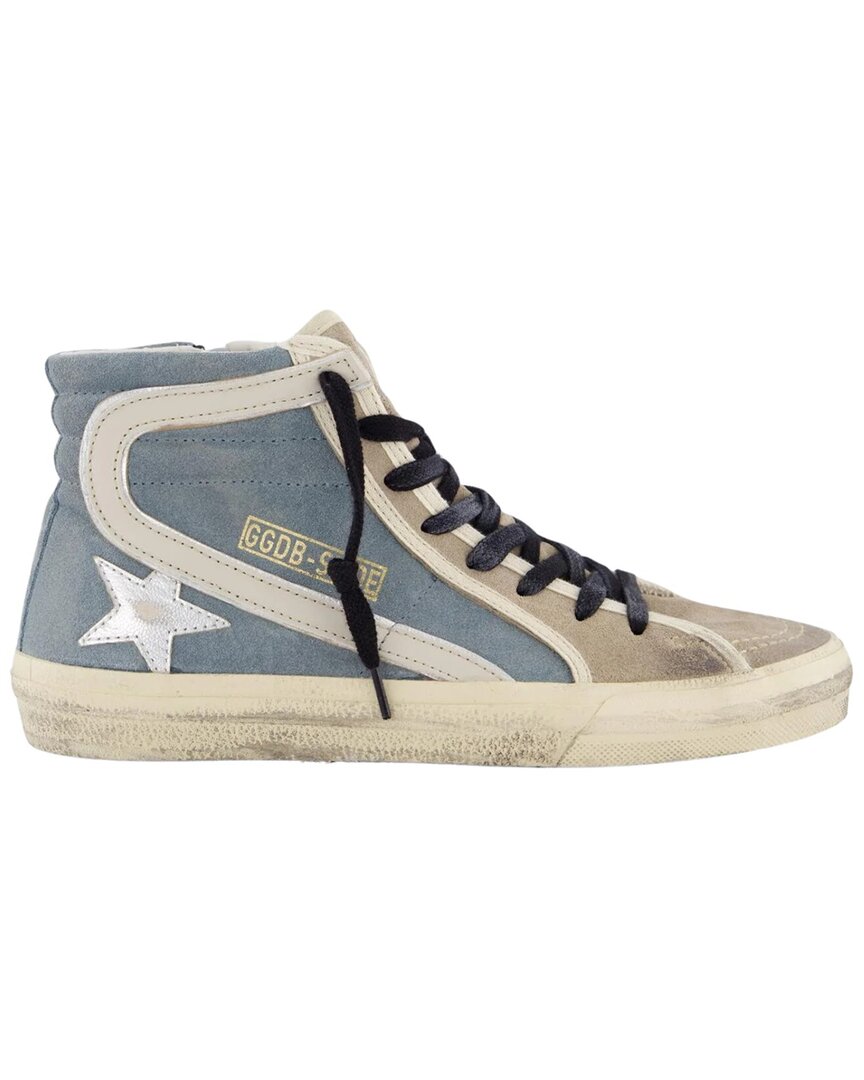 スニーカー Golden  Embellished suede Slide Classic sneakers Slide embellished distressed glittered leather and suede