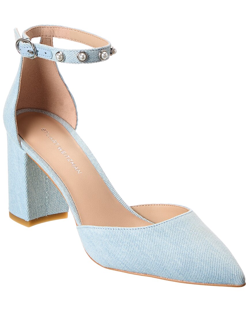 Stuart Weitzman Pearl Strap Block 75 Denim Pump – Bluefly display picture 1