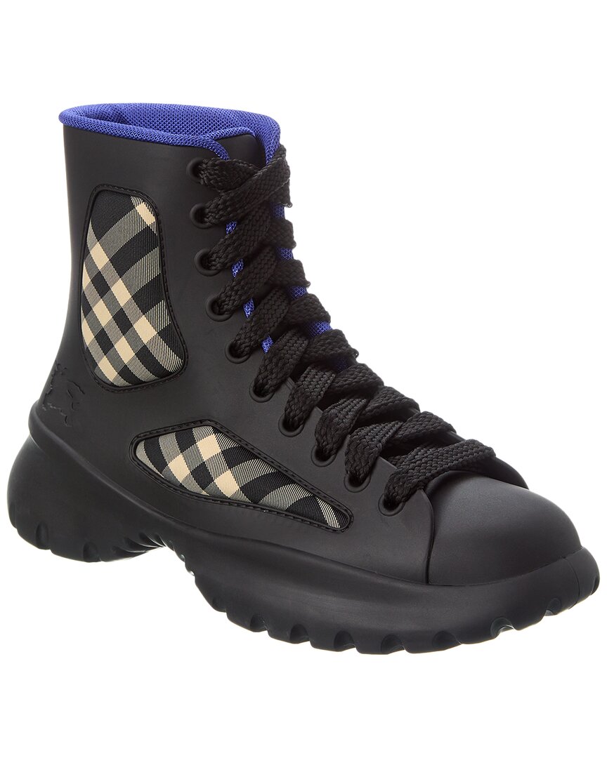Burberry Boulder Lace-Up Rubber & Canvas Boot – Bluefly