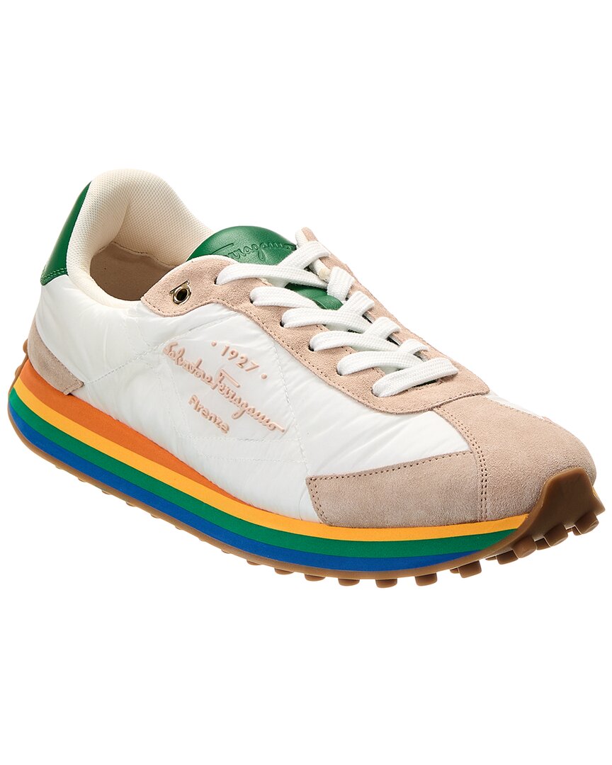 Ferragamo Iggy Dolmias Saddle B Suede & Leather-Trim Sneaker – Bluefly