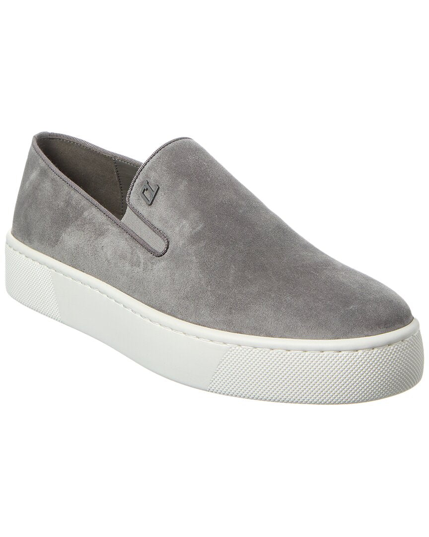 Christian Louboutin シルバー フラットシューズ Christian Louboutin Boatissimo Suede Slip-On Sneaker – Bluefly