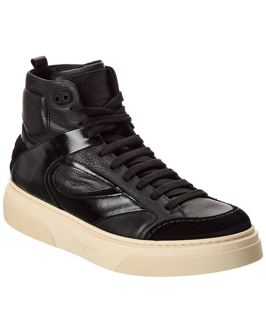 Ferragamo Cassio Leather High-Top Sneaker, White Ferragamo Leather High-Top Sneaker in Black for Men | Lyst main image 3