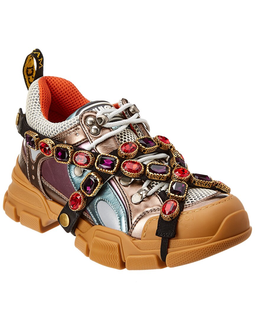 Gucci Flashtrek Leather & Mesh Sneaker – Bluefly