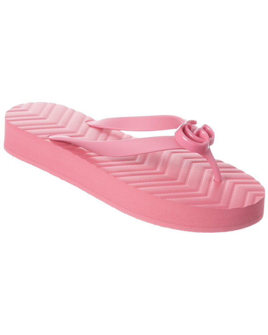 GUCCI シェブロンGGビーチサンダル Gucci GG Logo Chevron women's thong sandals flip flops Pink