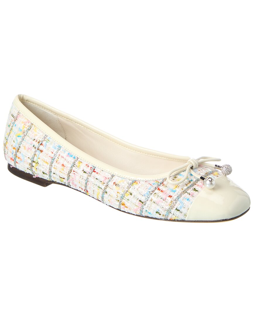 【新品】Tweed Single Strap Flats ecru 38 Jimmy Choo Elme Tweed & Patent Flat – Bluefly