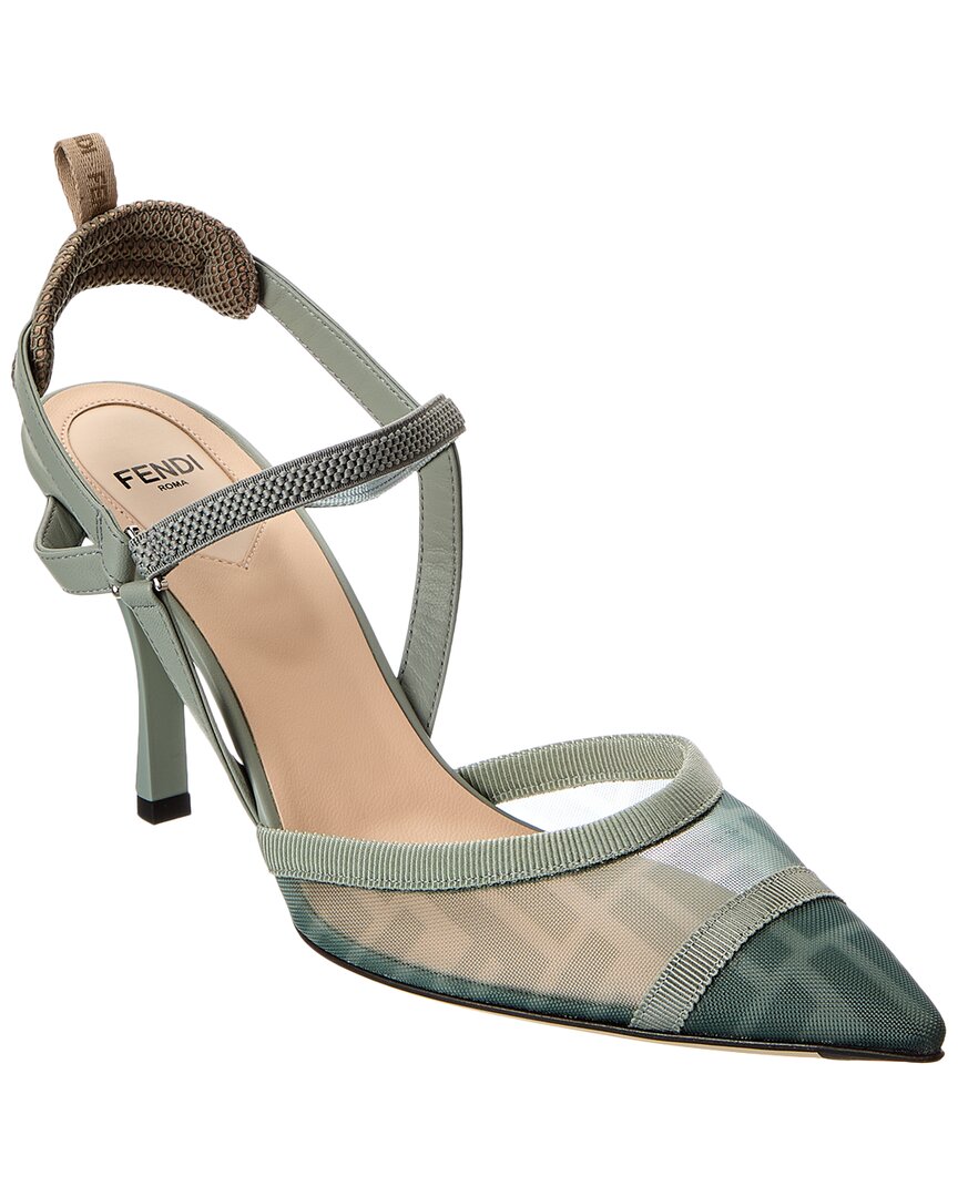 Fendi Colibri Lite Ff Mesh & Leather Slingback Pump – Bluefly
