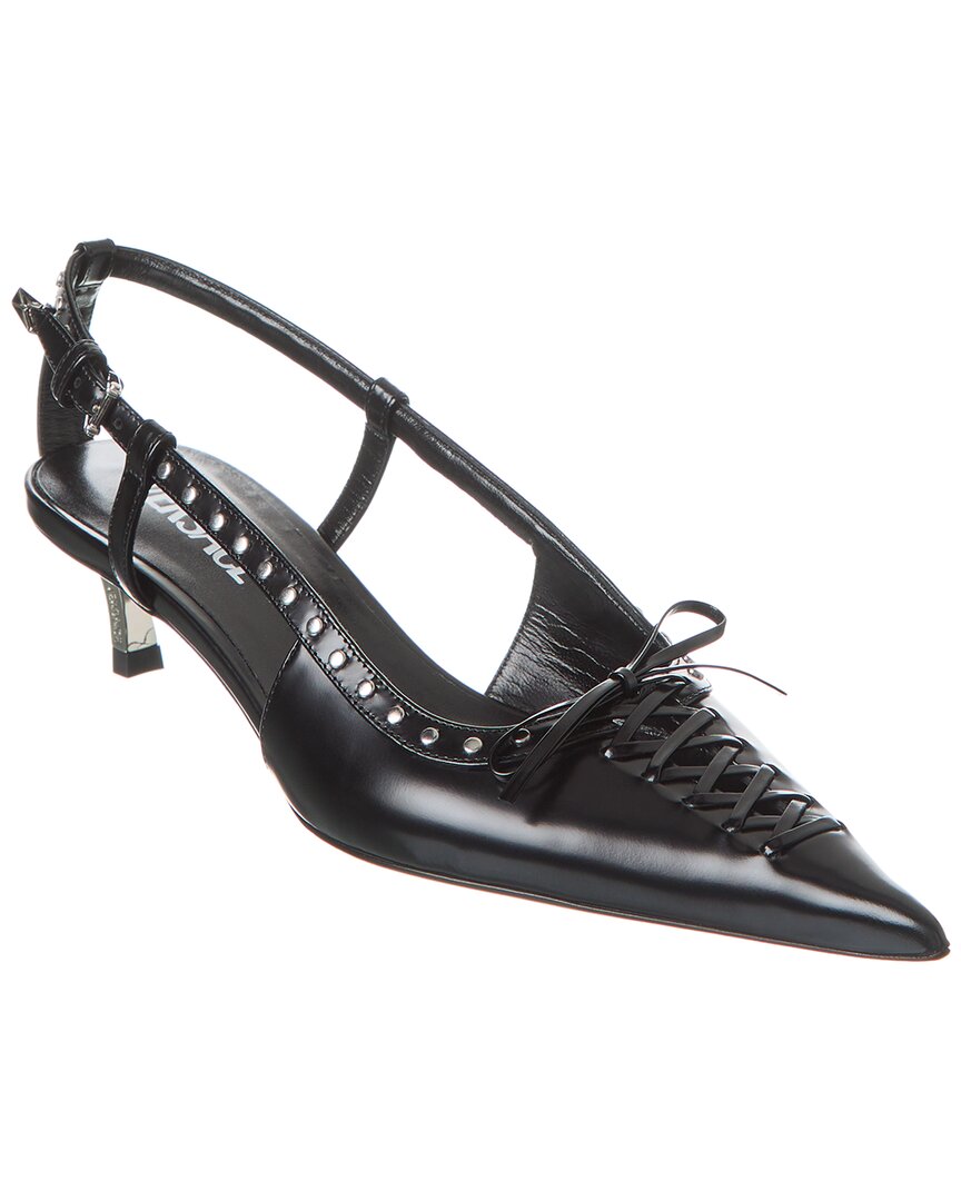 Versace Laced Pin-Point Leather Slingback Pump – Bluefly