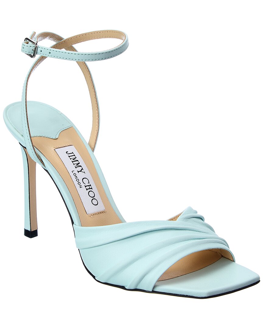 サンダル・ミュール Jimmy Choo FW25 Sandals (BASIL SANDAL 95 ZSAPOWDER BLUE) Jimmy Choo Basil 95 Leather Sandal – Bluefly