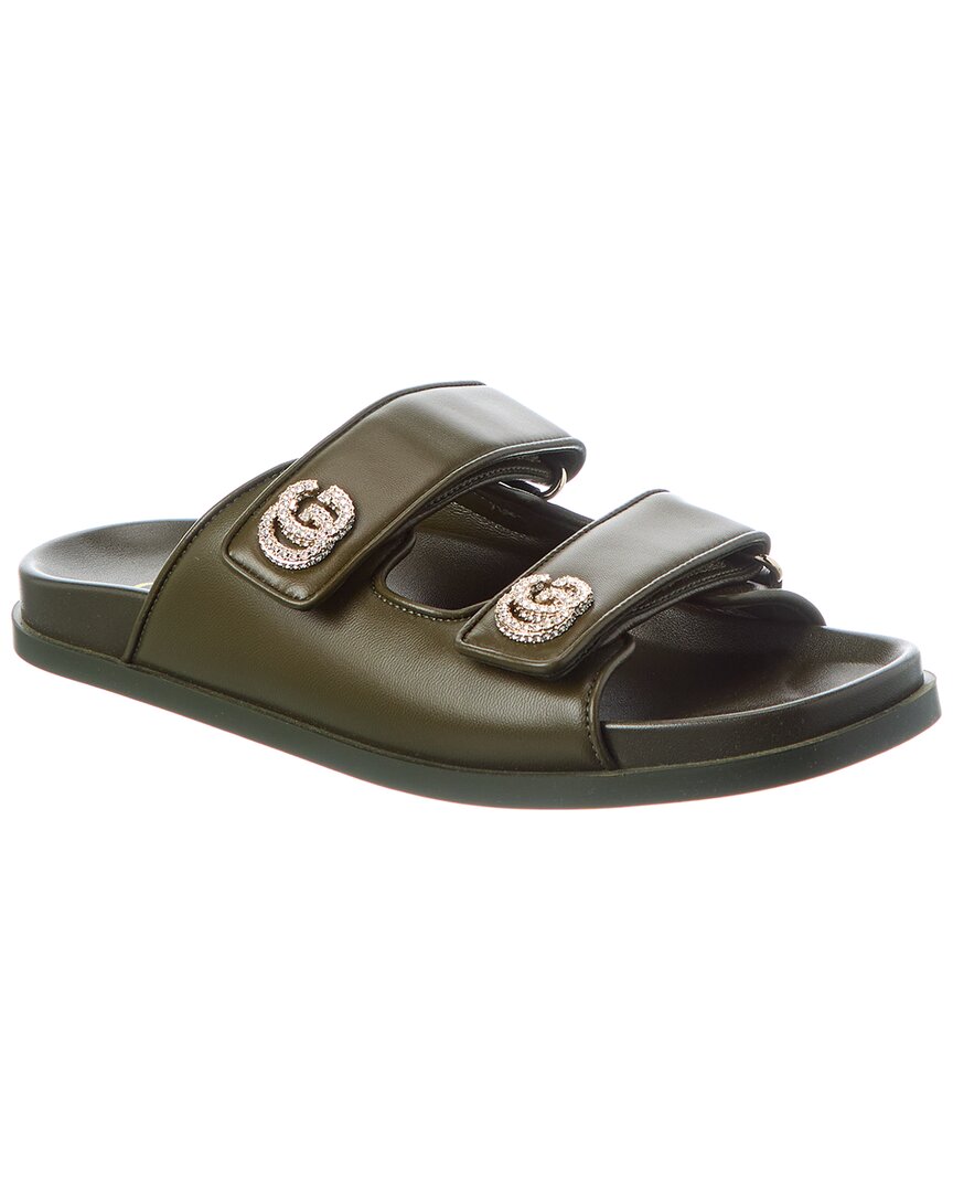 GUCCI GG サンダル Gucci Crystal Double Gg Leather Sandal – Bluefly