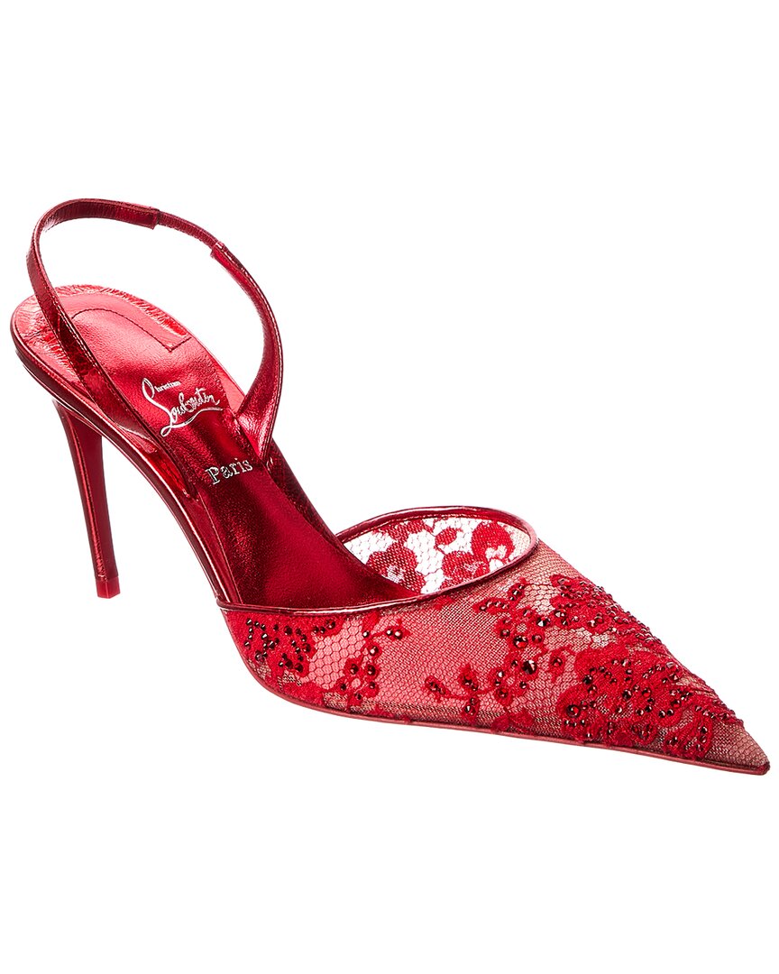 Christian Louboutin Kate Max O Sling 85 Lace & Leather Slingback