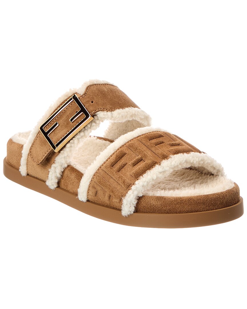 Fendi Feel Suede & Shearling Sandal – Bluefly