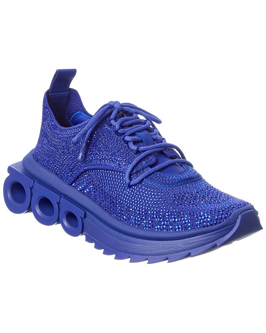 3日間お値下げします　Salvatore Ferragamo スニーカー ブルー Ferragamo Nima Strass Leather-Trim Sneaker – Bluefly