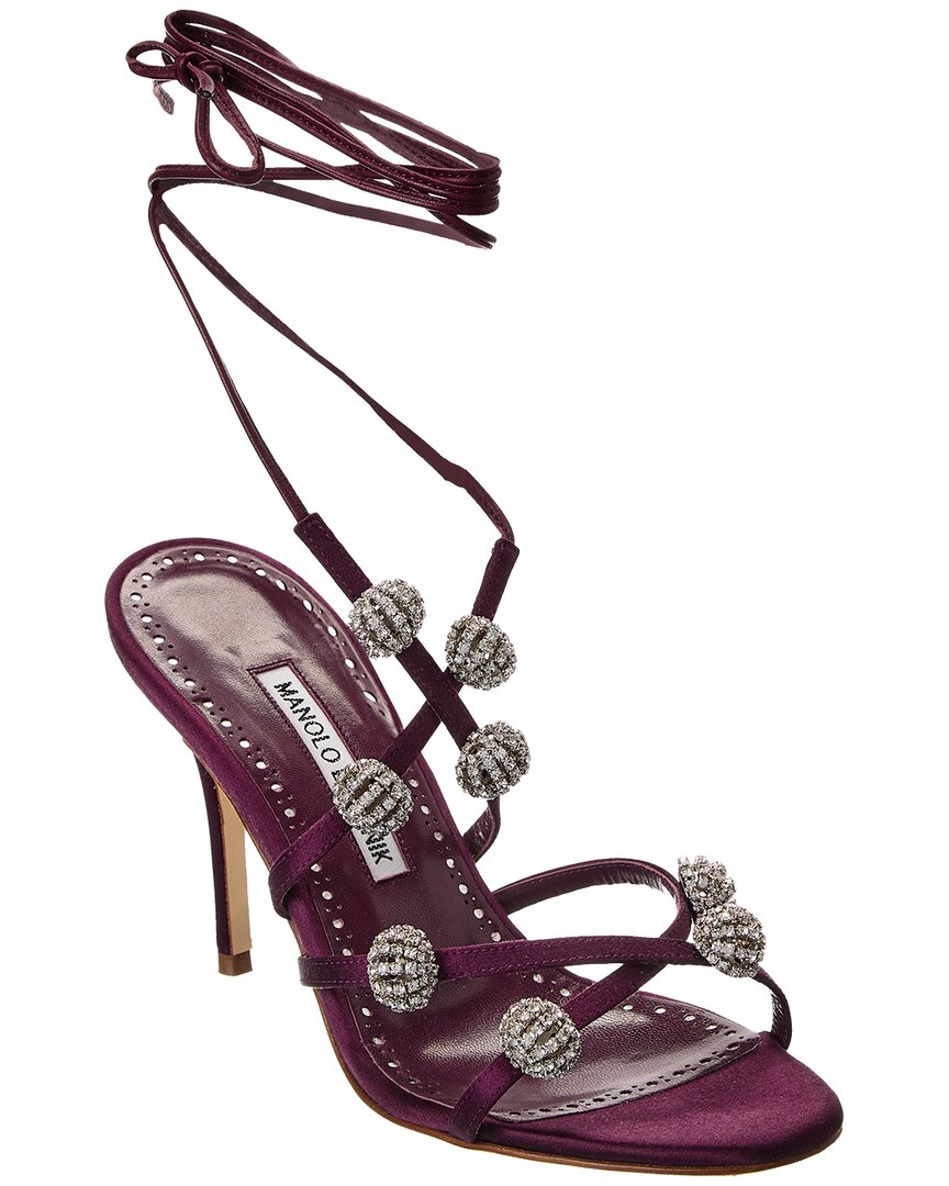 Manolo Blahnik Elsaka 90 Satin Sandal – Bluefly