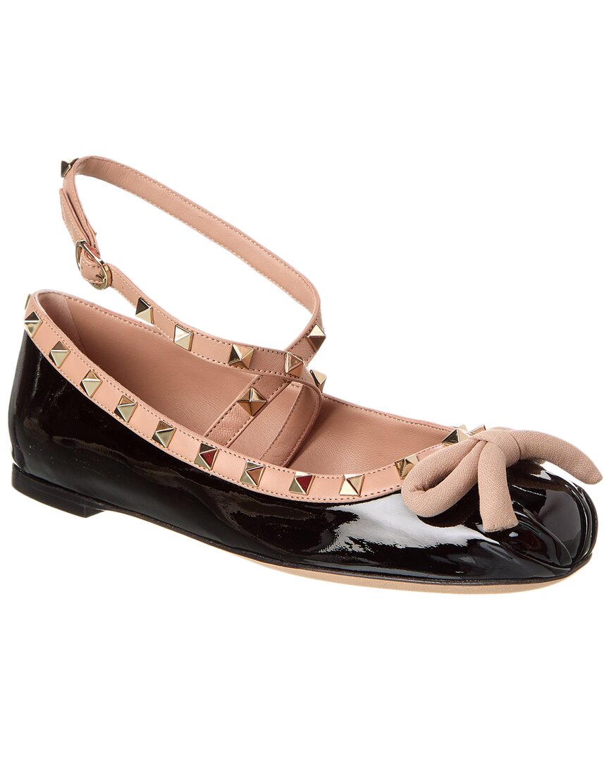 Valentino Rockstud Patent Ankle Strap Ballerina Flat – Bluefly