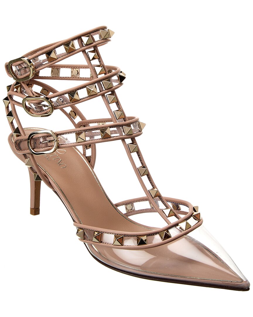 Valentino Rockstud Caged 65 Leather & Vinyl Ankle Strap Pump – Bluefly