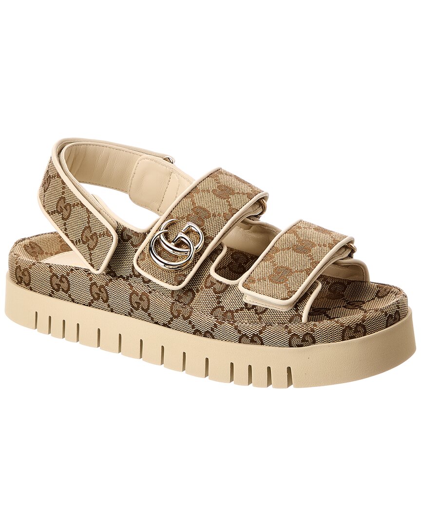 Gucci Double G Gg Canvas & Leather Sandal – Bluefly