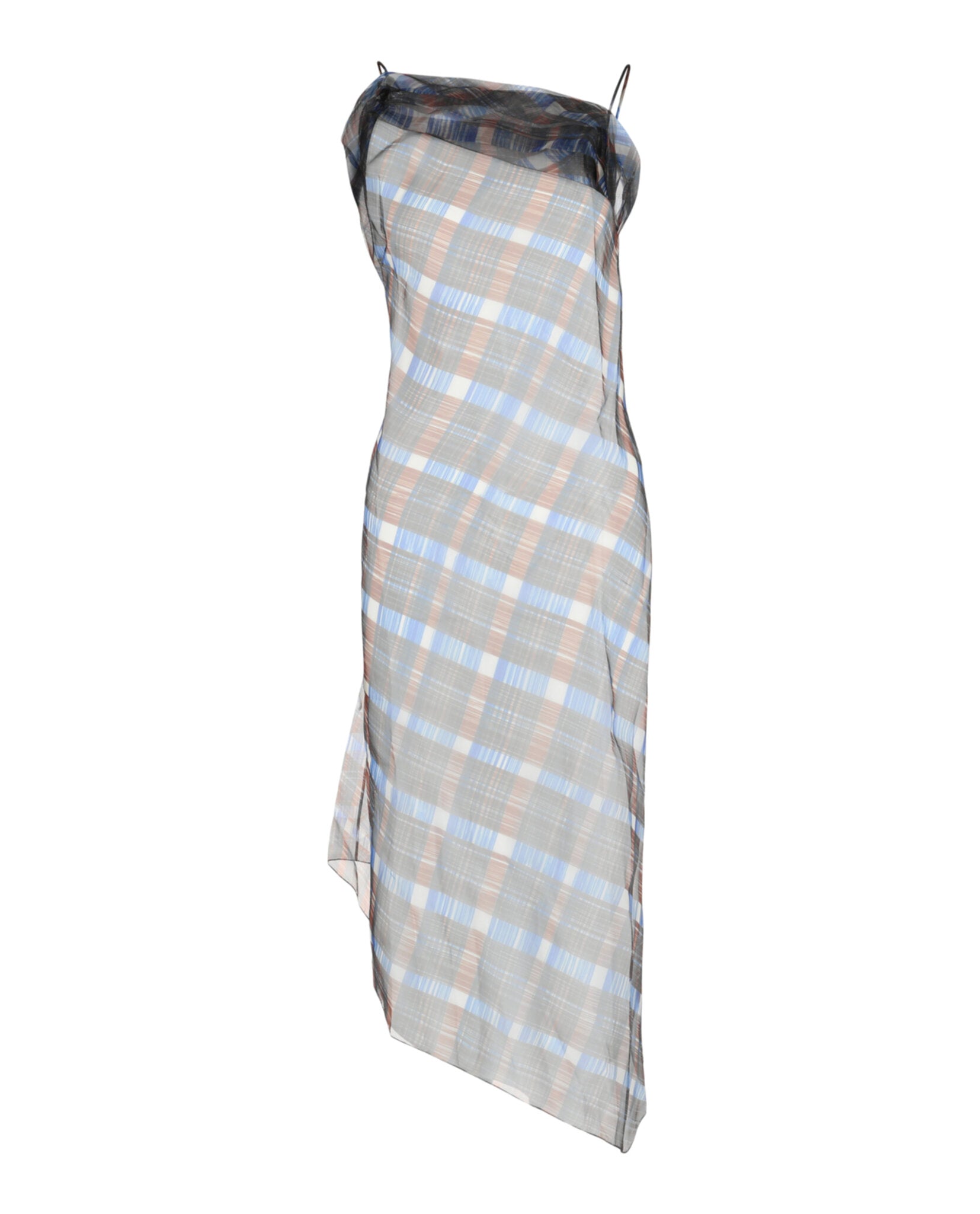Ferragamo Womens Organza Plaid-Check Midi Dress, 44 / Multi