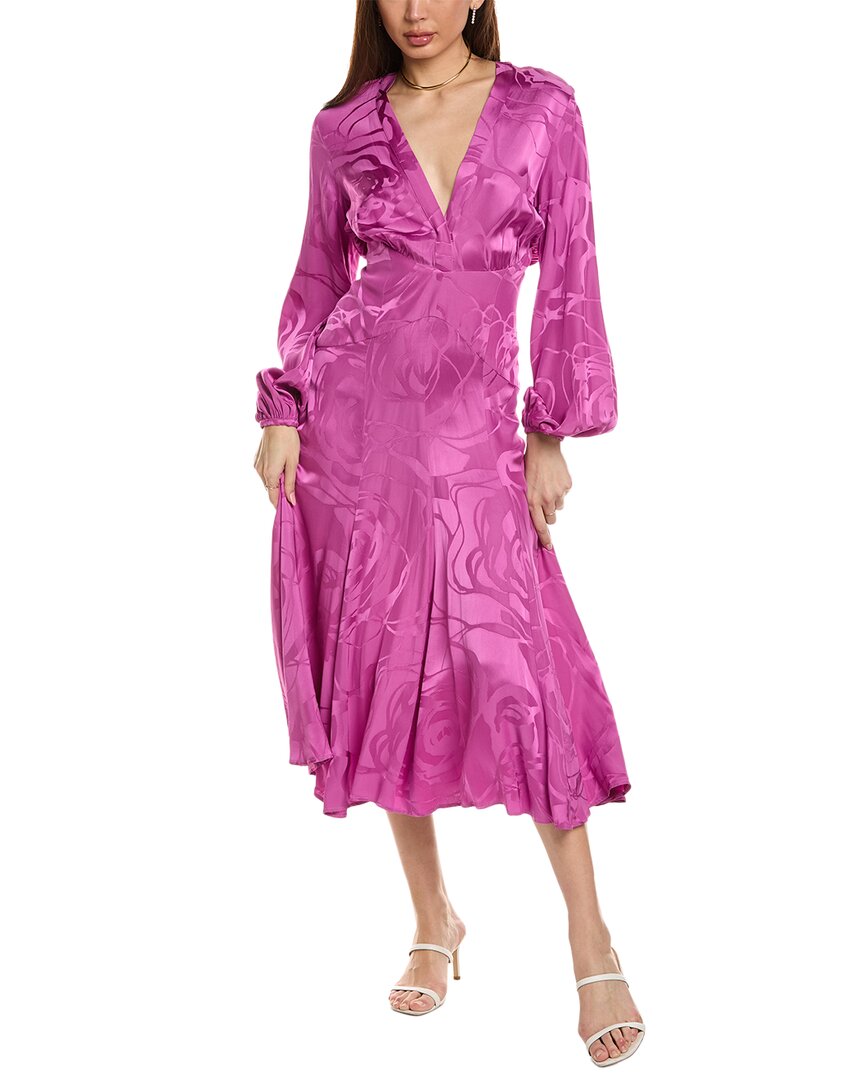 silvia tcherassi dresses V Neck Pleated Bodice Maxi Maternity Wedding Guest Dress with Sleeves