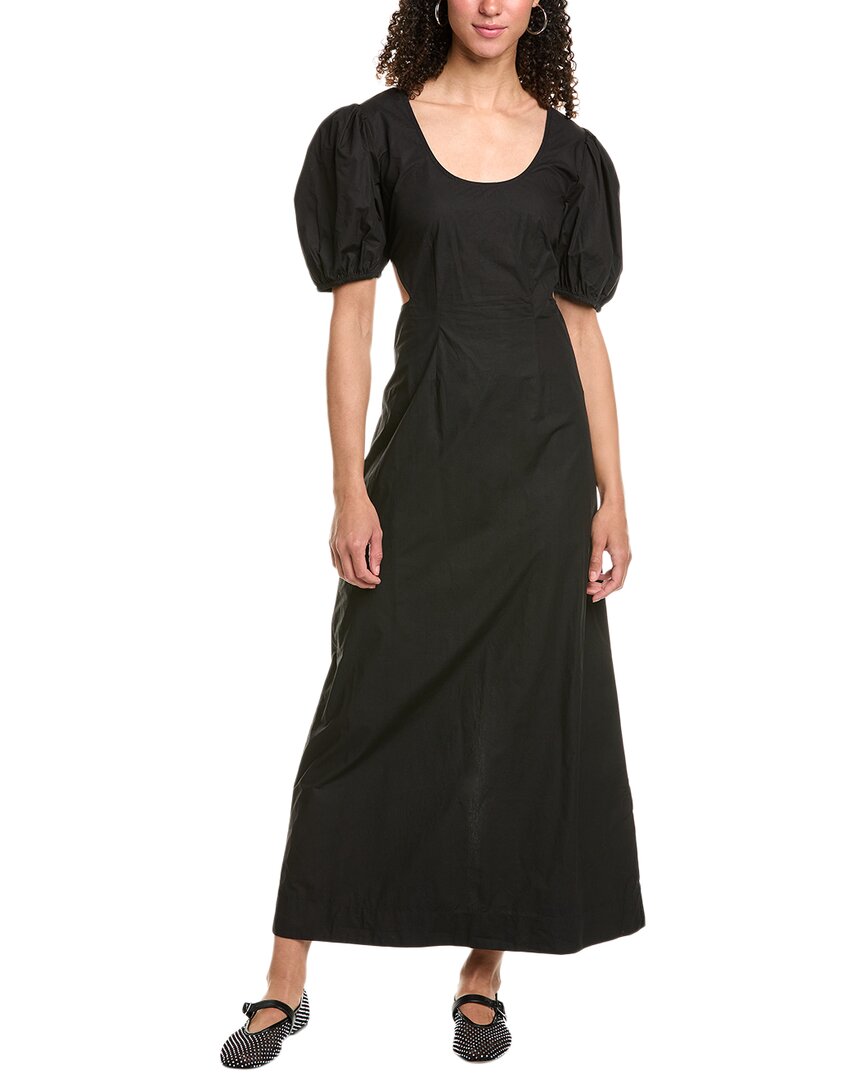 Ganni Black Cotton Poplin Cutout Dress - Size 0