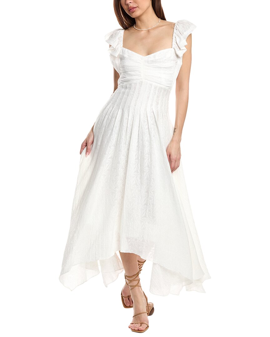 Ramy Brook Bria Smocked Midi Dress in White Burnout