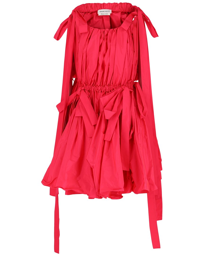 alexander mcqueen mini dress Alexander McQueen Womens Bow Mini Dress, 44 / Neon Pink