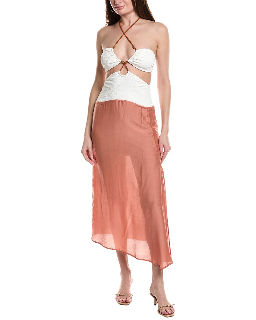 silk blend midi dress Vix Solid Silk-Blend Midi Dress, Default / White