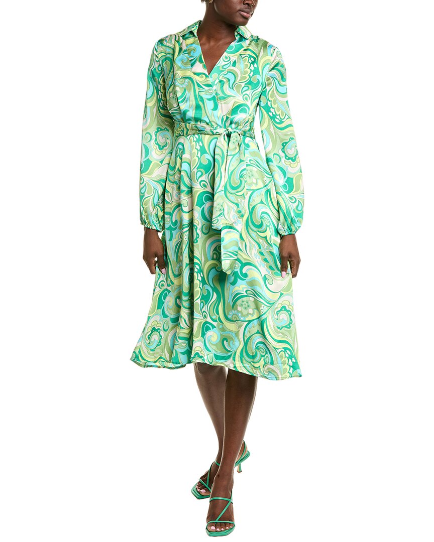 Tahari Asl Tie Waist Midi Dress, Green / 2 Tahari Asl Tie Waist Midi Dress, Green / 2